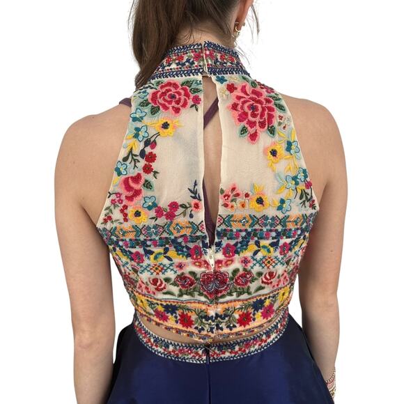 Sherri Hill 50080 2 Piece Prom Dress Size 2 Event Party Embroidered Navy Multi - Picture 10 of 16